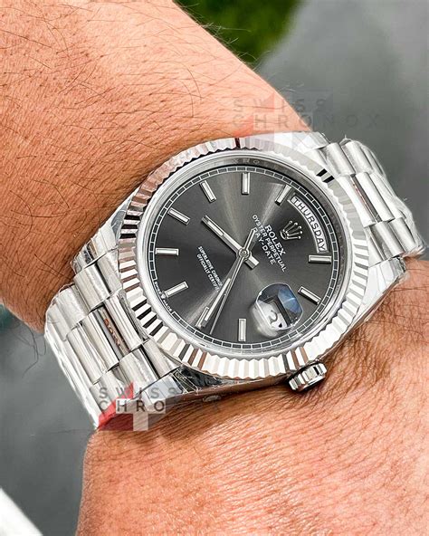 rolex day date 40 grey dial|rolex day date 40mm price.